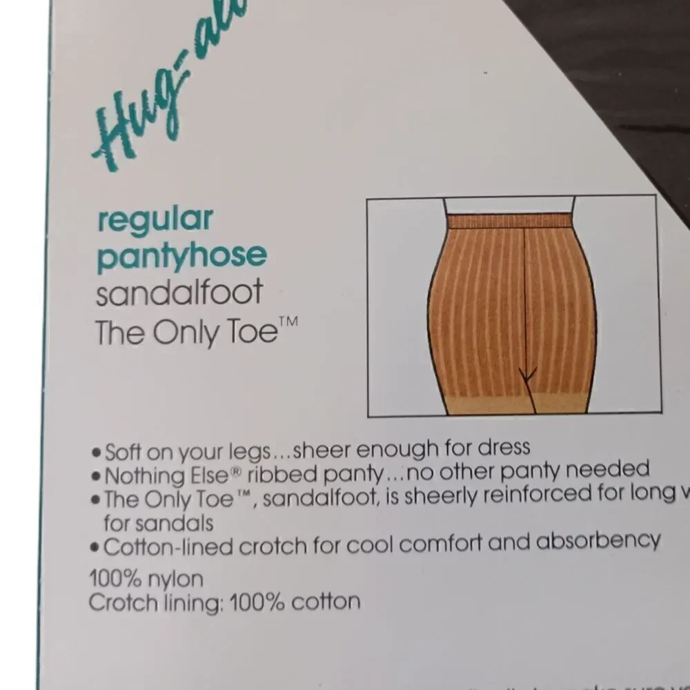 Vintage Sears Hug-Alon Pantyhose‎ Off Black Average Sandalfoot NOS 1 Pair USA
